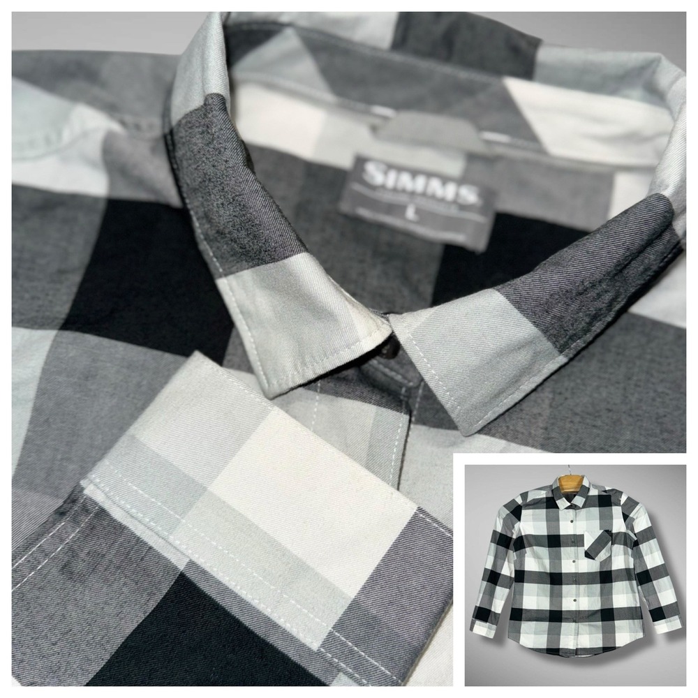 Simms Fishing Gear Buffalo Plaid Button Up Shirt Womens‎ Large Outdoors